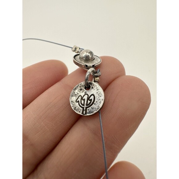 Philippe Audibert Paris Fish Charm Blue Glass Wire Choker Necklace 15” - Picture 7 of 7